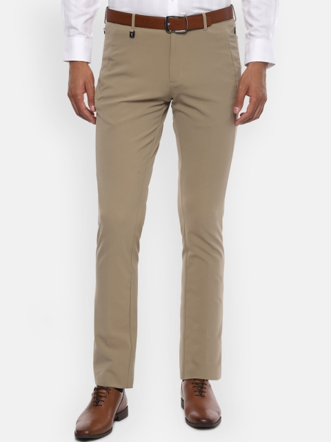 

V Dot Men Beige Regular Fit Solid Formal Trousers