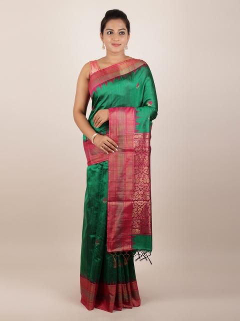 

Pothys Green Pure Silk Woven Design Dabu Saree