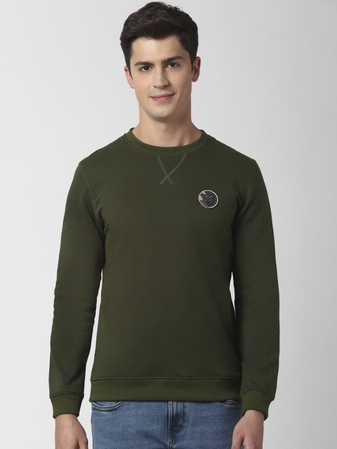 

Peter England Casuals Men Olive Green Solid Sweatshirt