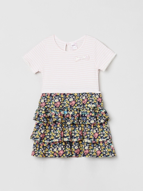 

max Girls Blue Printed Fit and Flare Dress