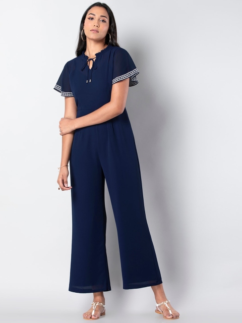 

FabAlley Women Navy Blue Solid Basic Jumpsuit
