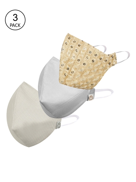 

VASTRAMAY Unisex Pack Of 3 3-Ply Reusable Cloth Masks, Gold