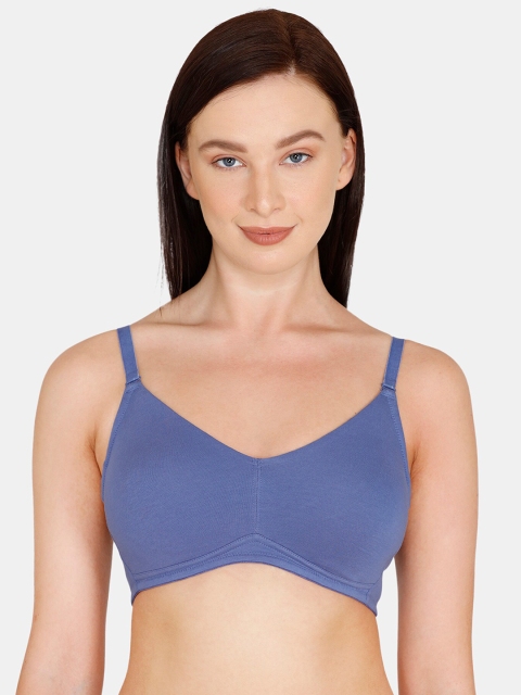 

Zivame Blue Solid Non-Wired Non Padded T-shirt Bra