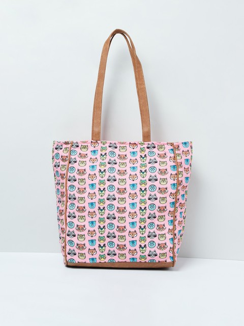 

max Pink Checked Tote Bag