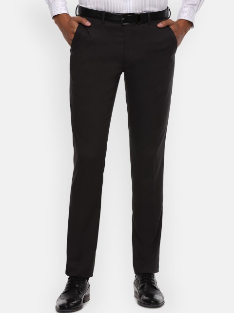 

Van Heusen Men Black Slim Fit Solid Formal Trousers
