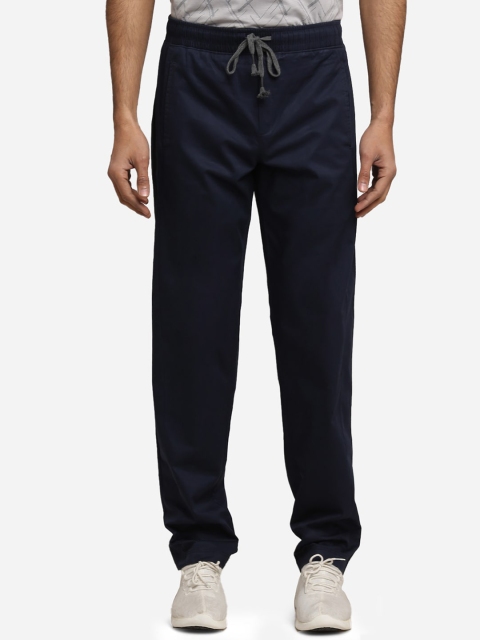 

JADE BLUE Men Navy Blue Solid Track Pants