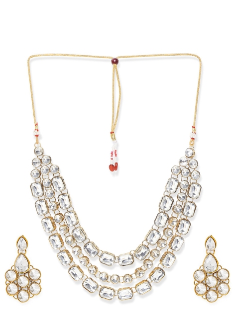 

Mahi Gold-Plated White Kundan-Studded Layered Jewellery Set