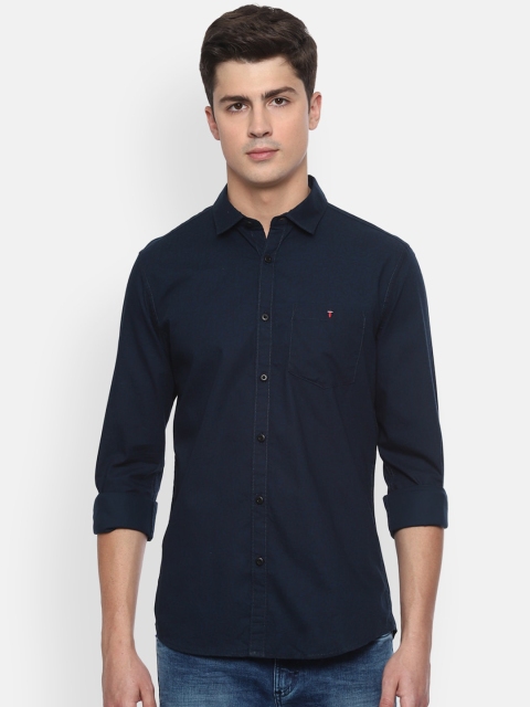 

Louis Philippe Jeans Men Navy Blue Slim Fit Solid Casual Cotton Shirt