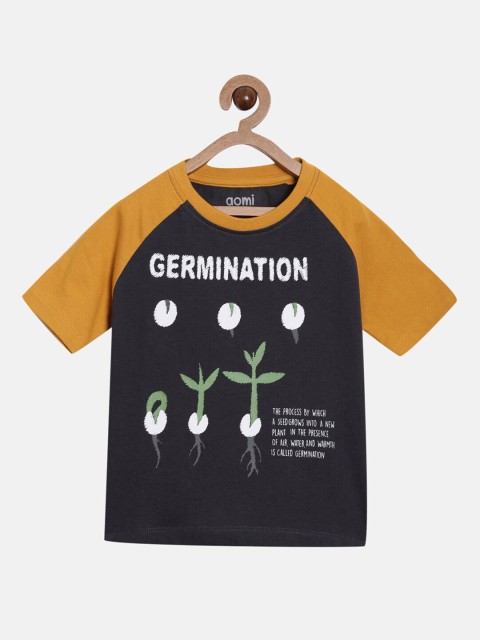 

Aomi Boys Grey Printed Round Neck T-shirt