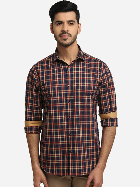 

Greenfibre Men Blue Slim Fit Checked Casual Shirt