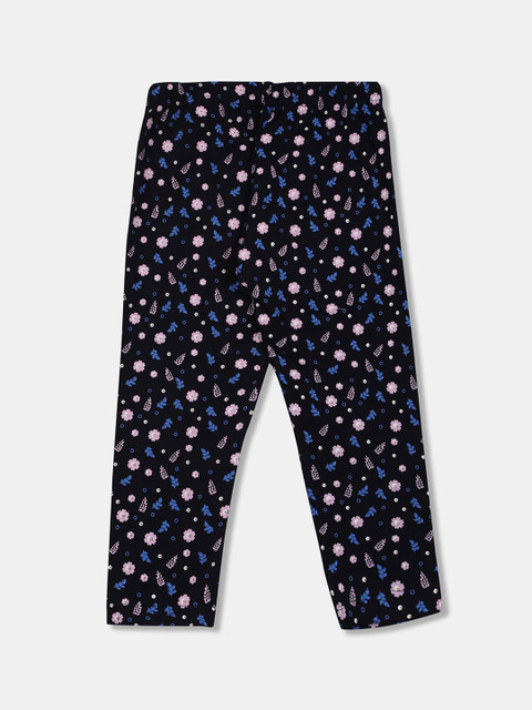 

Donuts Infant Girls Navy Blue & Pink Printed Ankle-Length Leggings