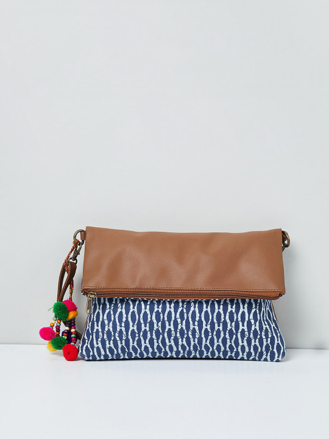

max Blue & Tan Brown Self Design Sling Bag