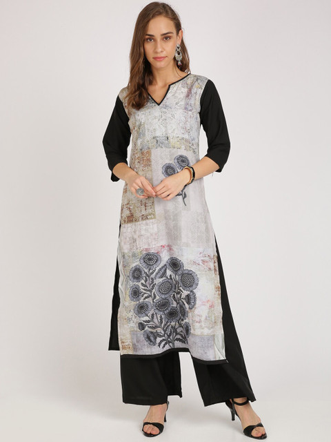 

Florence Women Grey Printed Kurti with Palazzos