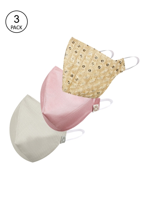 

VASTRAMAY Unisex 3-Pcs 3-Ply Reusable Cloth Masks, Silver