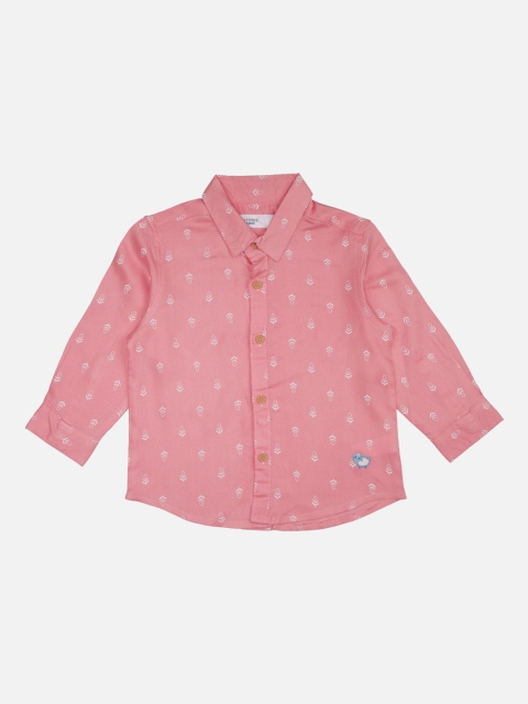 

ZERO THREE Boys Pink Regular Fit Printed Casual Shirt