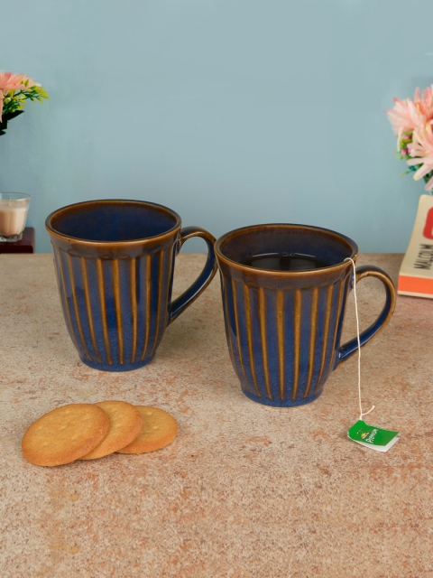 

StyleMyWay Blue & BrownTextured Ceramic Mugs Set