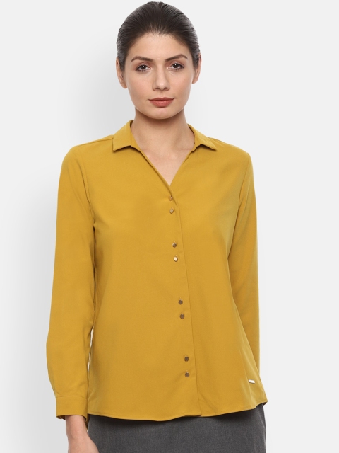 

Van Heusen Woman Mustard Yellow Solid Formal Shirt