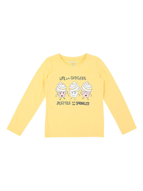 

Pantaloons Junior Girls Yellow Printed Round Neck T-shirt