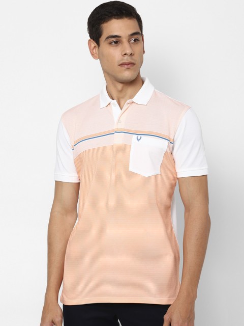 

Allen Solly Men Peach-Coloured Colourblocked Polo Collar T-shirt