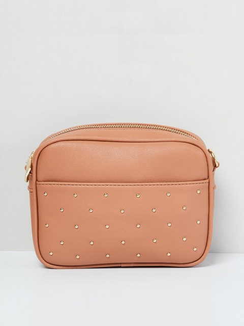 

max Pink Embellished Hobo Bag
