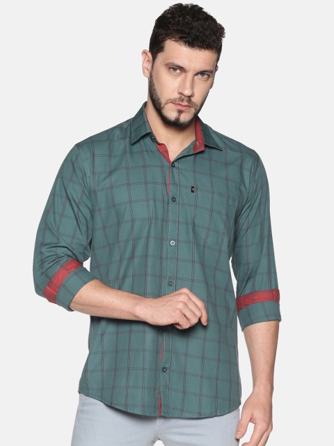 

LEVIZO Men Green & Black Regular Fit Checked Casual Shirt