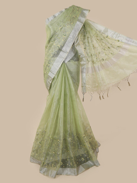 

Pothys Green Woven Design Tissue Saree