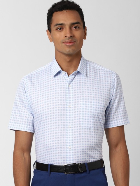 

Peter England Men White & Blue Regular Fit Checked Casual Shirt
