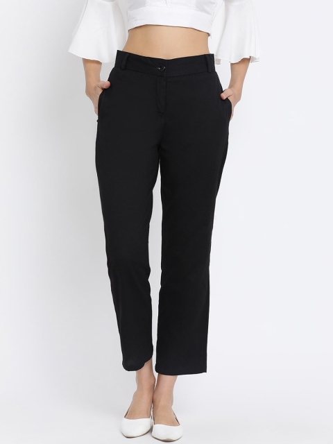 

Meee Women Black Regular Fit Solid Regular Trousers