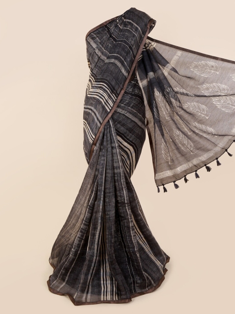 

Pothys Grey Striped Jute Cotton Saree