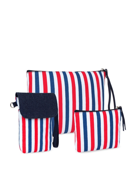 

Spice Art Women Set of 3 Striped Travel Pouch, Blue