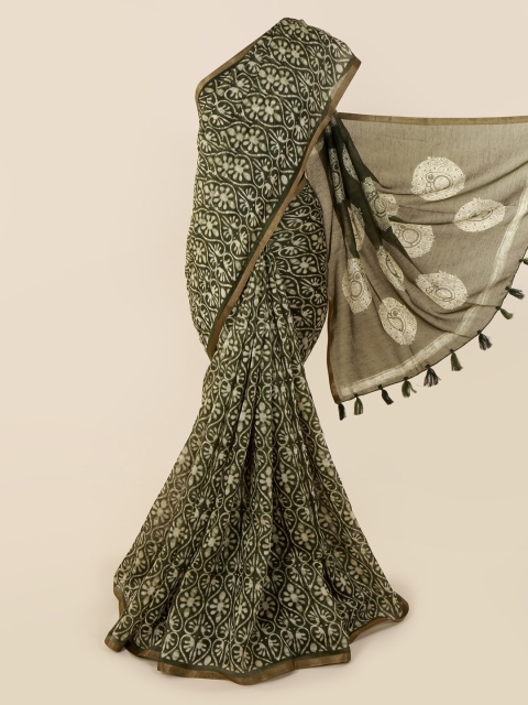 

Pothys Green Printed Jute Cotton Saree