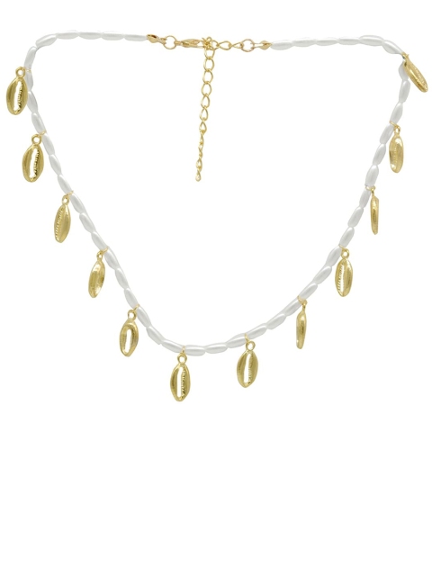 

JOKER & WITCH Gold-Toned & White Alloy Choker Sea Shell Pearl Necklace