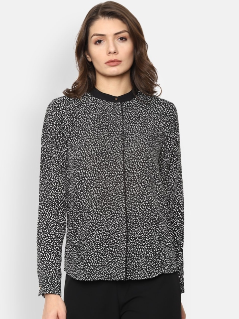 

Van Heusen Woman Black & White Printed Casual Shirt