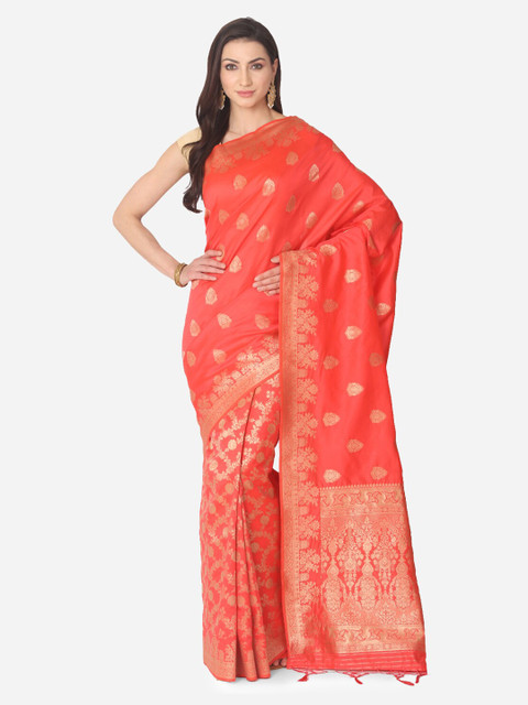 

BOMBAY SELECTIONS Pink Silk Blend Woven Design Banarasi Saree