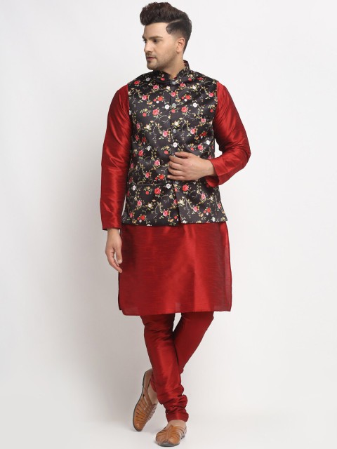 

Benstoke Men Maroon Solid Kurta with Churidar