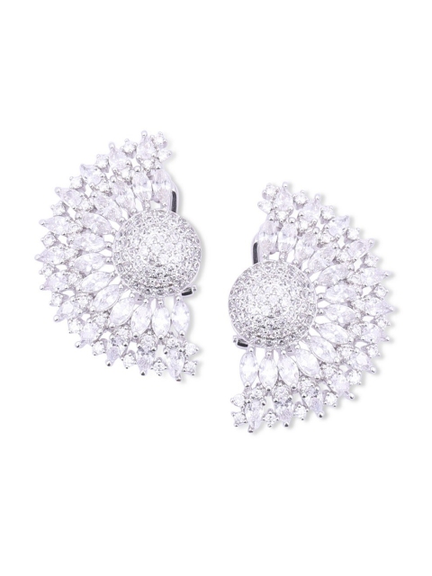 

shaze Silver-Toned Rhodium-Plated Contemporary Studs