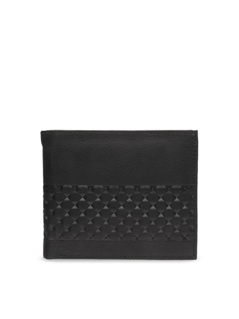 

Teakwood Leathers Men Black Textured Two Fold Wallet