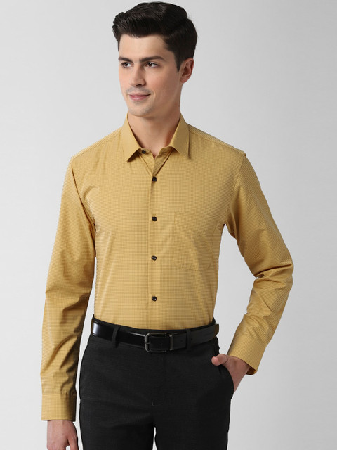 

Peter England Men Yellow Slim Fit Printed Casual Cotton Shirt