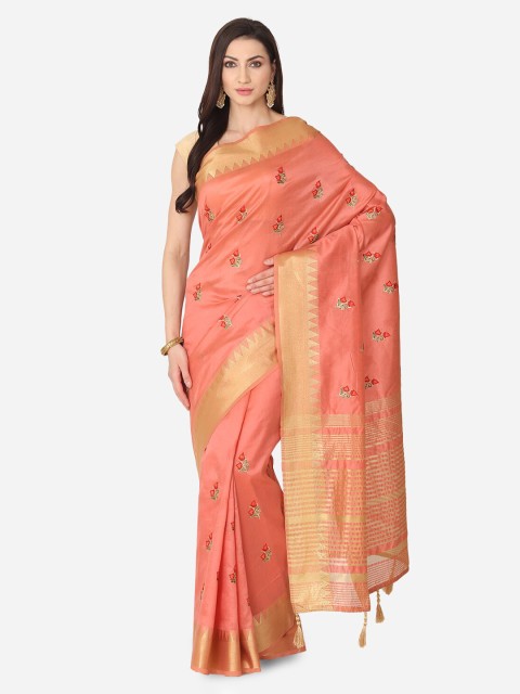 

BOMBAY SELECTIONS Pink Embroidered Art Silk Saree