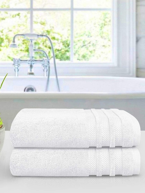 

Trident Unisex White Solid 2 Piece Bath Towel Set