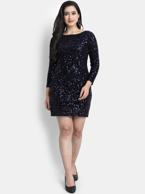 

Globon Impex Women Navy Blue Embellished Sheath Dress