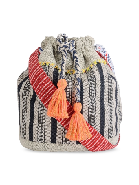 

The House of Tara Grey & Black Striped Sling Bag