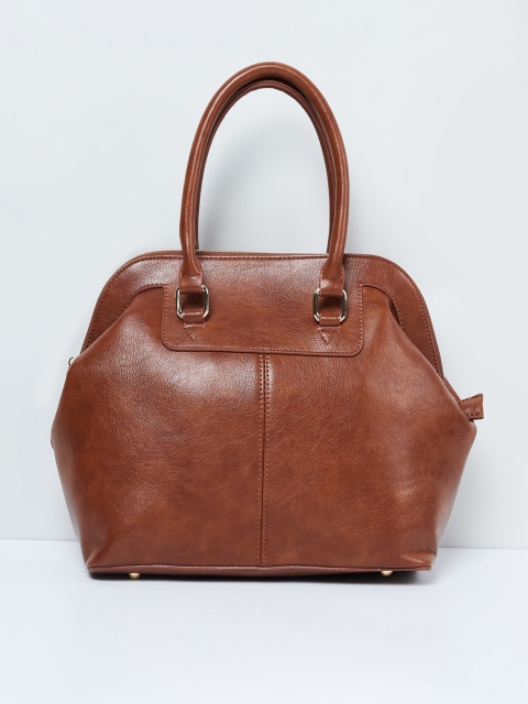 

max Tan Solid Handheld Bag