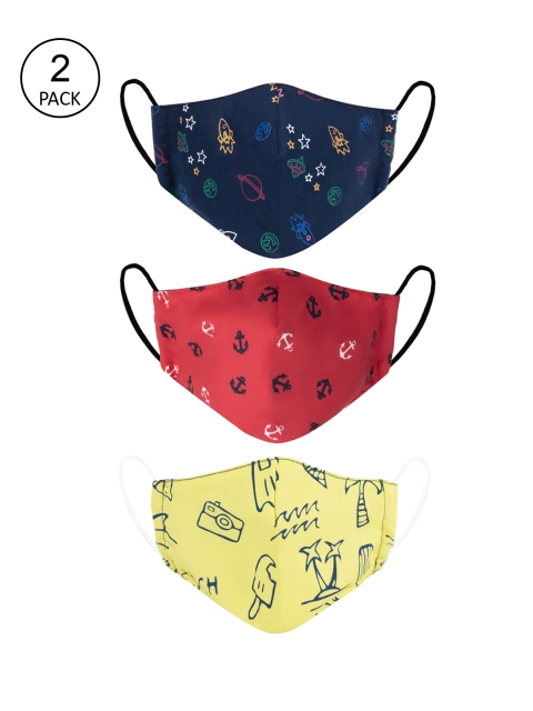 

VEA Kids Pack Of 3 Printed 3-Ply Reusable 5 Layered Protective Outdoor Masks, Blue