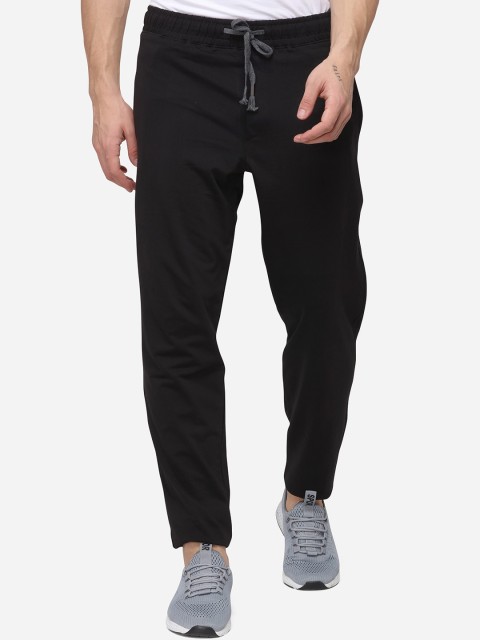 

JADE BLUE Men Black Solid Track Pants
