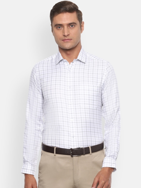 

Louis Philippe Men White Slim Fit Checked Casual Shirt