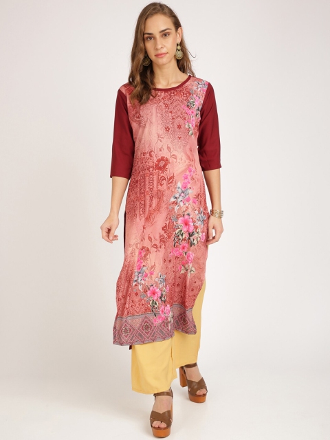 

Florence Women Pink & Yellow Embroidered Kurti with Palazzos