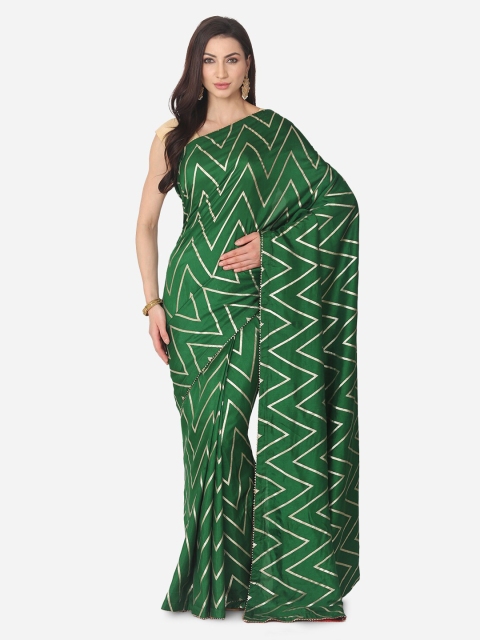 

BOMBAY SELECTIONS Green Silk Blend Woven Design Banarasi Saree