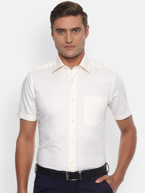 

Louis Philippe Men Cream-Coloured Regular Fit Self Design Formal Shirt