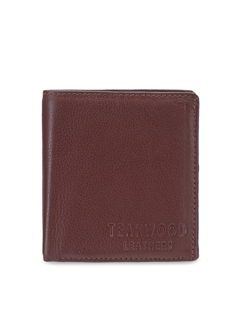 

Teakwood Leathers Men Brown Textured Two Fold Leather Wallet